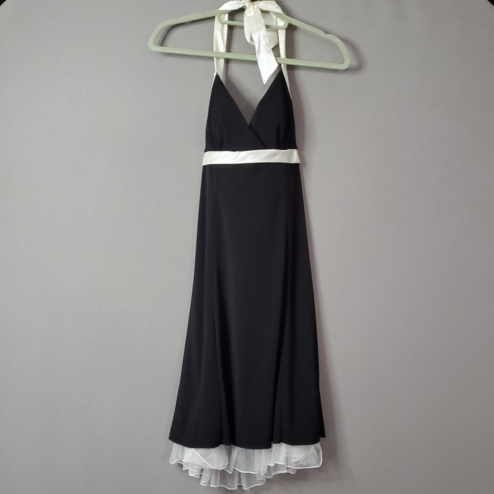 RUBY ROX BACKLESS HALTER BLACK DRESS